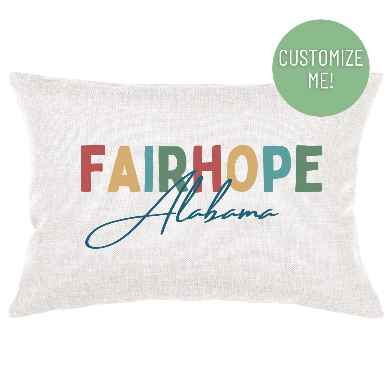 Color Text Hometown Lumbar Pillow Cover Throw Pillows - Southern Sisters