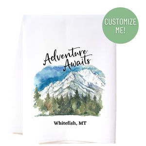 Adventure Awaits Mountains Flour Sack Towel