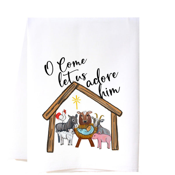 Adore Him Nativity Flour Sack Towel