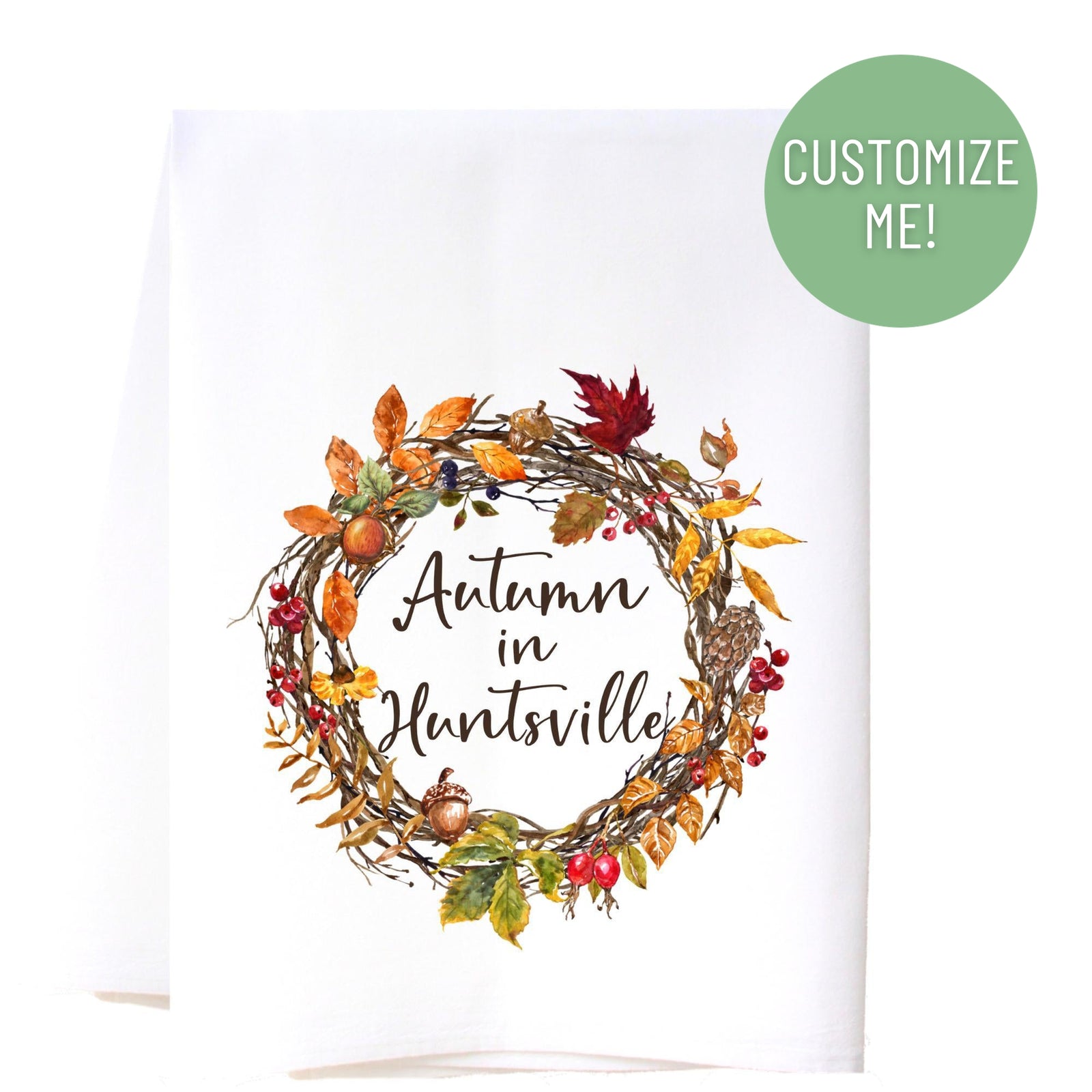 Autumn Wreath Kitchen Towel