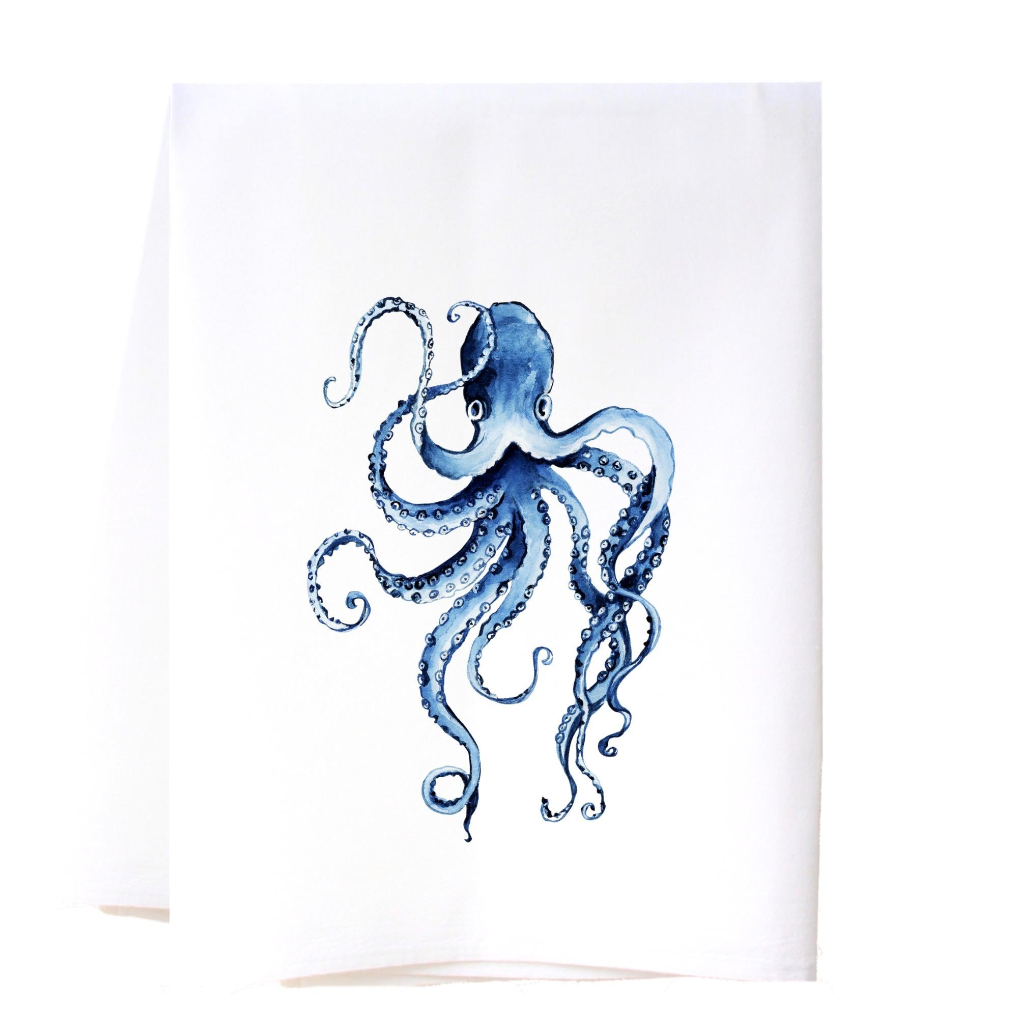 Blue Octopus Flour Sack Towel Kitchen Towel/Dishcloth - Southern Sisters