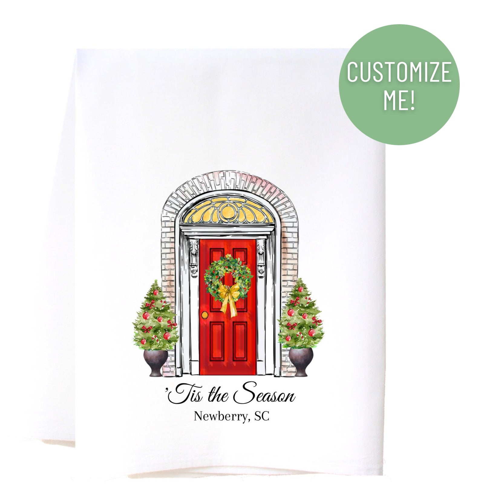 Christmas Door Kitchen Towel