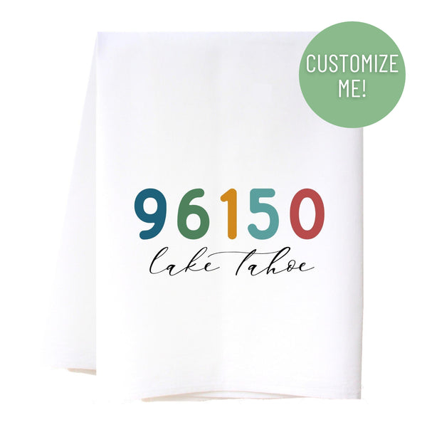 Color Text Zip Code Flour Sack Towel