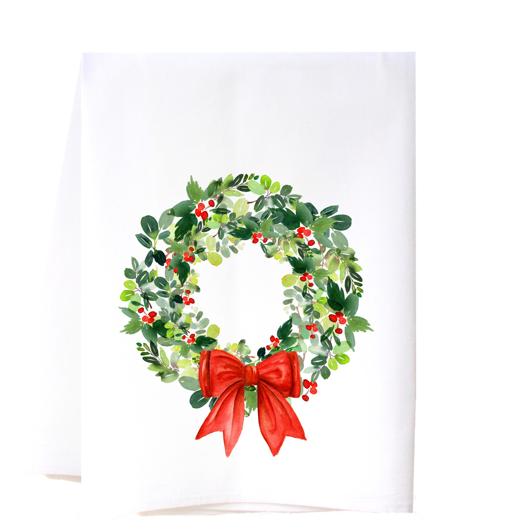 Christmas Wreath Flour Sack Towel Kitchen Towel/Dishcloth - Southern Sisters