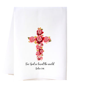 Floral Cross Flour Sack Towel Kitchen Towel/Dishcloth - Southern Sisters