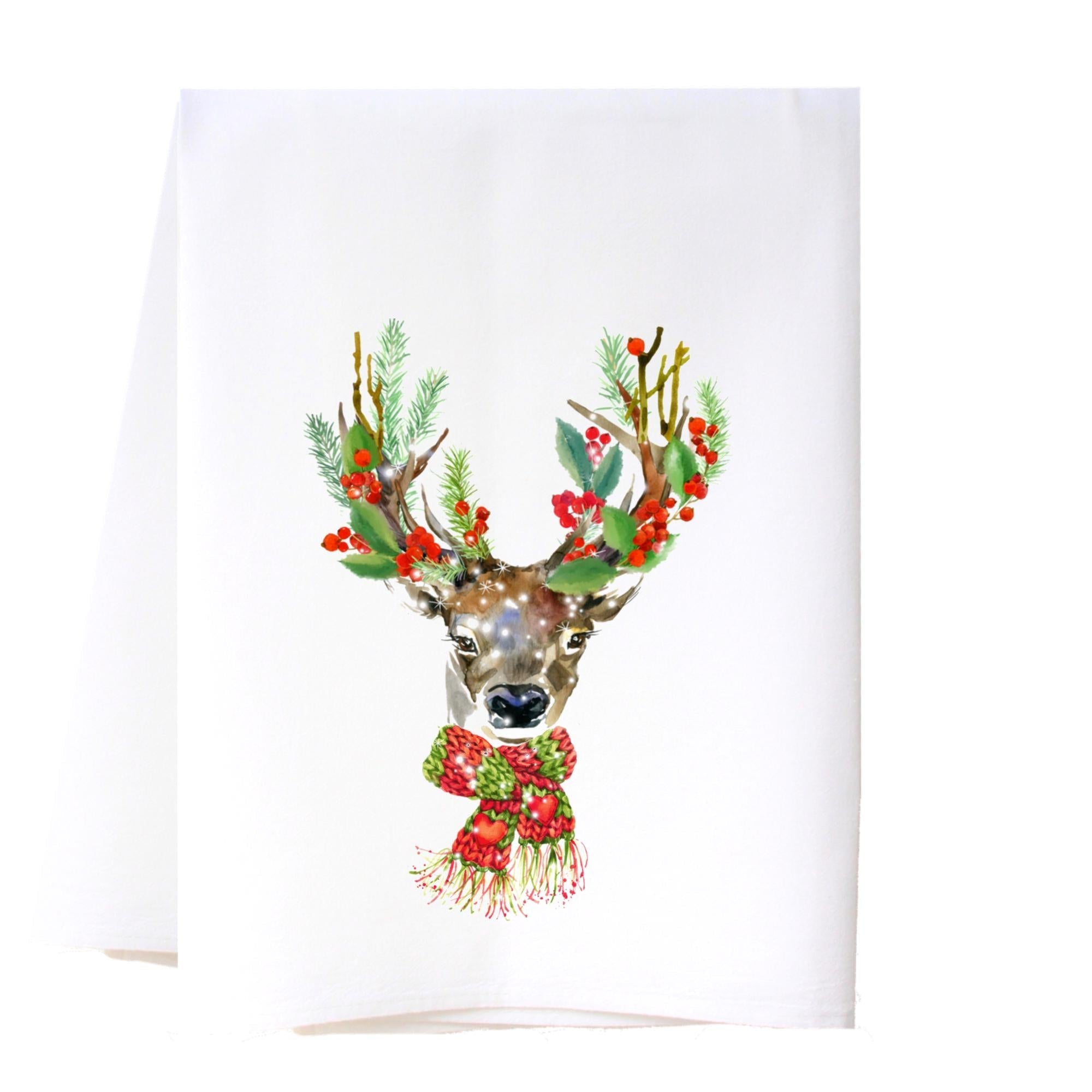 Festive Reindeer Flour Sack Towel Kitchen Towel/Dishcloth - Southern Sisters