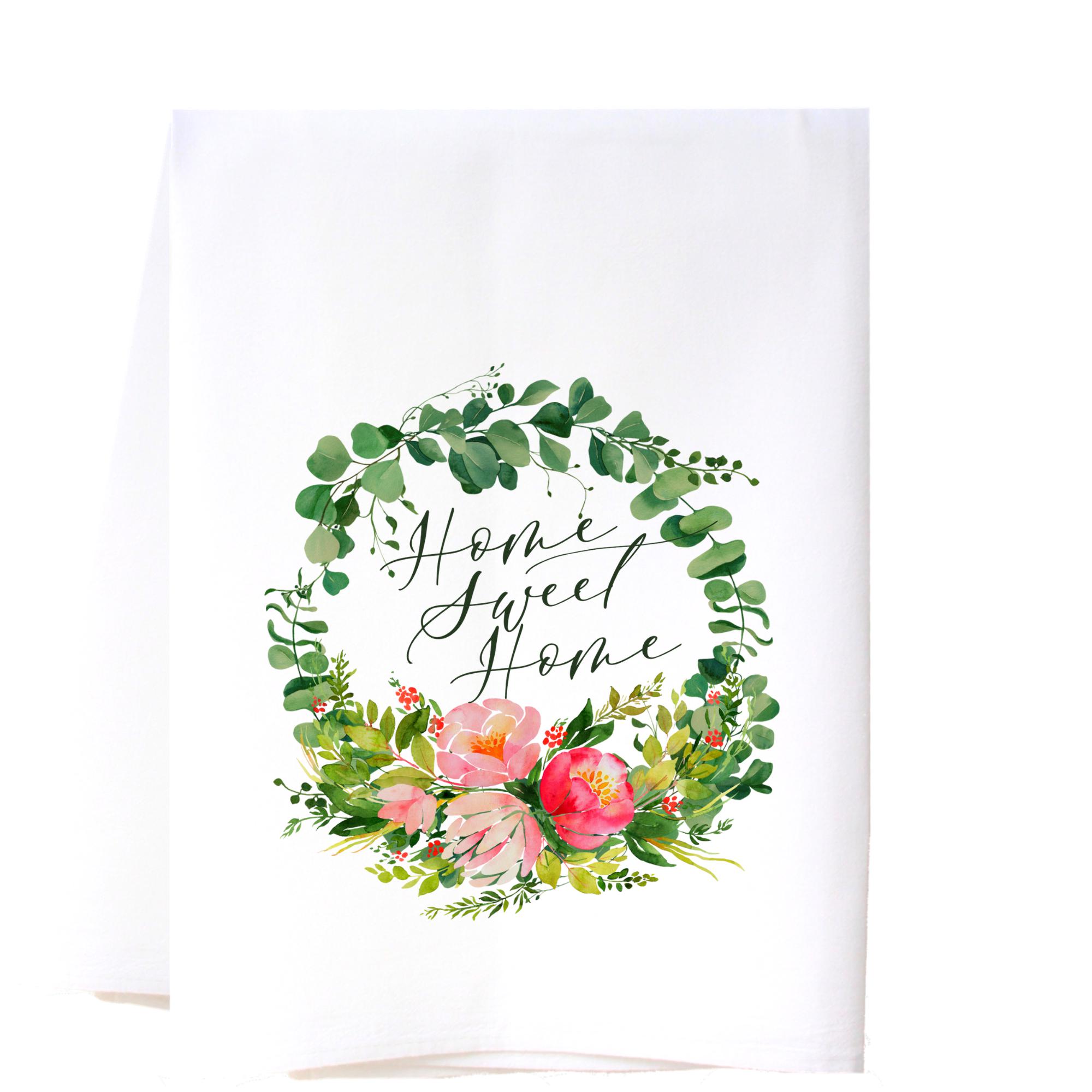 Floral Dish Towel Home Sweet Home