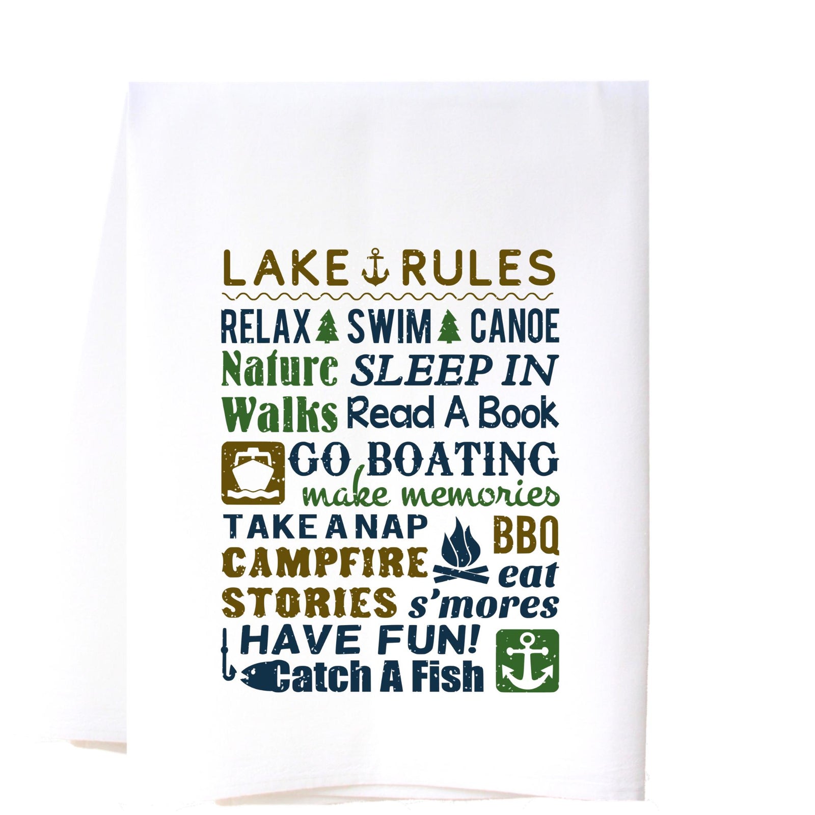 Lake Rules Flour Sack Towel Kitchen Towel/Dishcloth - Southern Sisters