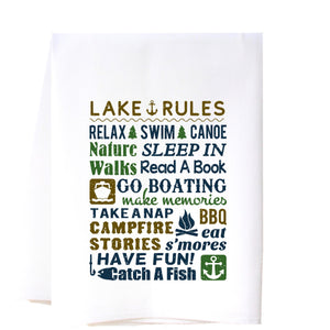 Lake Rules Flour Sack Towel Kitchen Towel/Dishcloth - Southern Sisters
