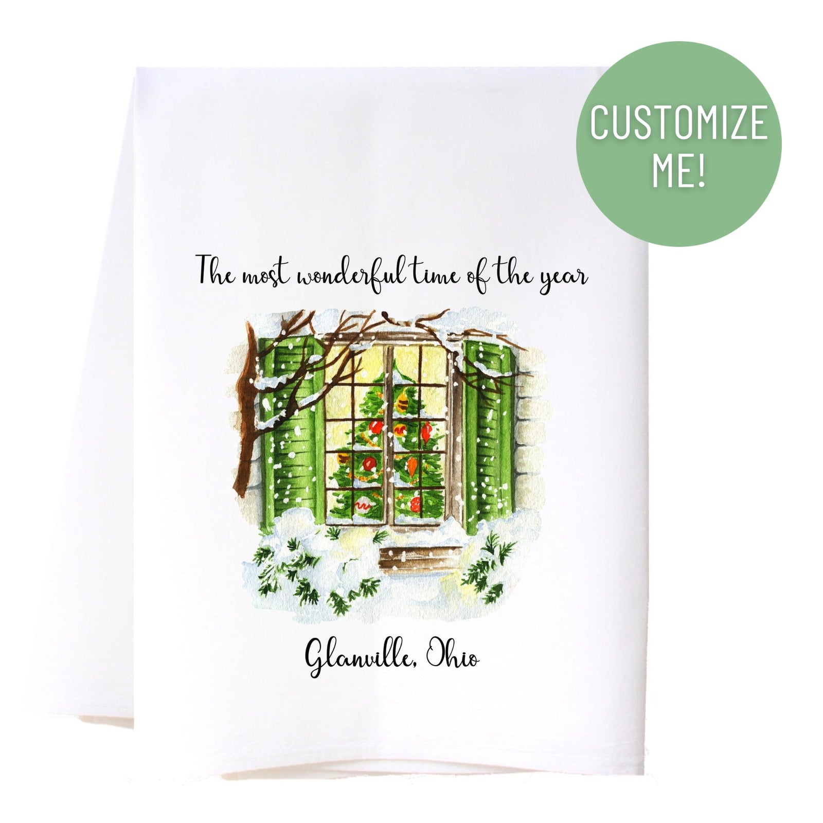 Most Wonderful Time Window Kitchen Towel