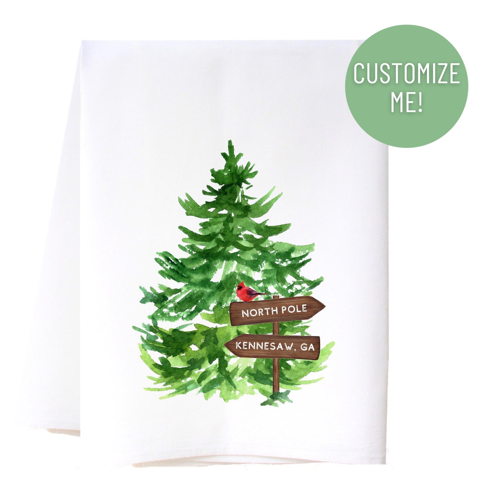 North Pole Directional Sign Kitchen Towel