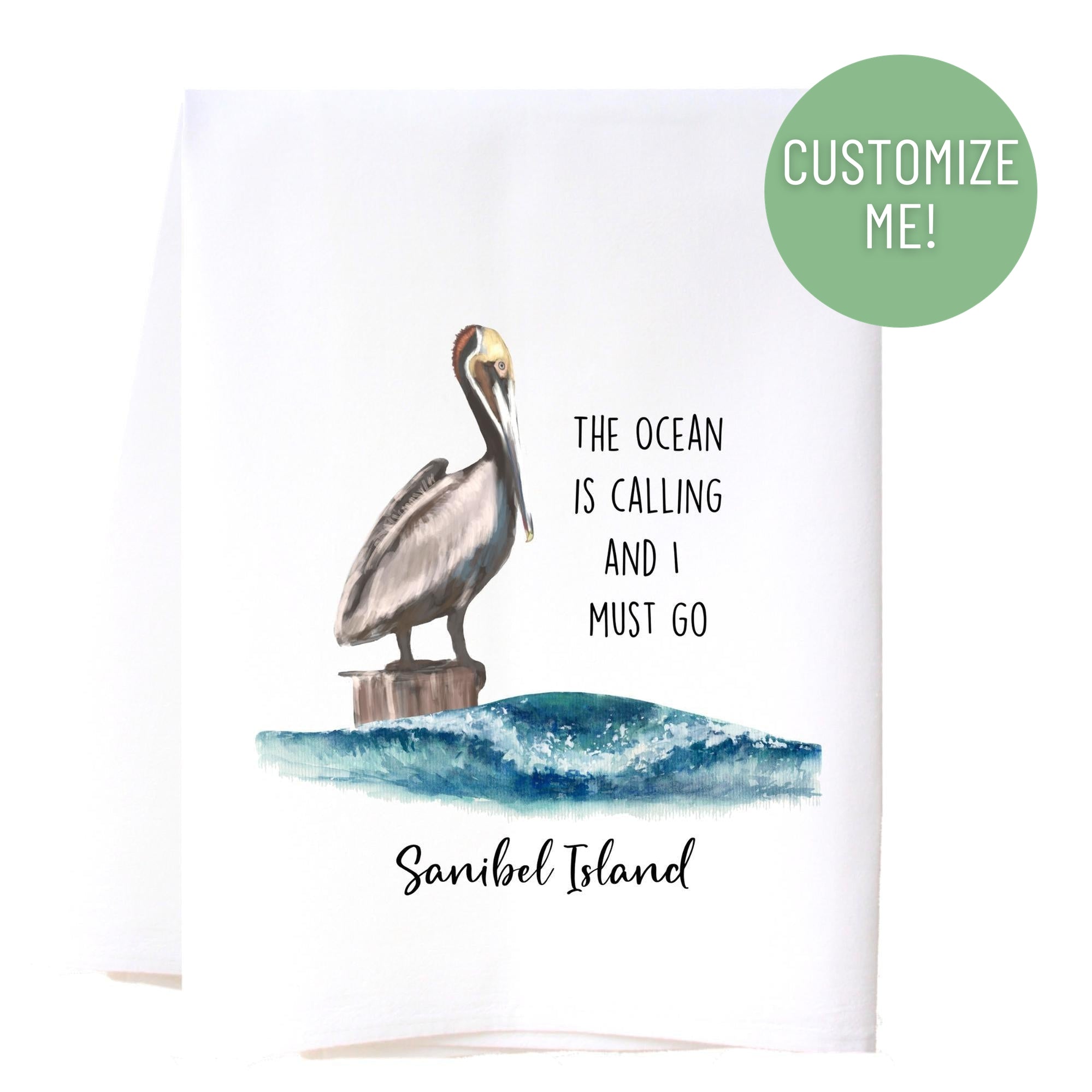 The Ocean Is Calling Flour Sack Towel