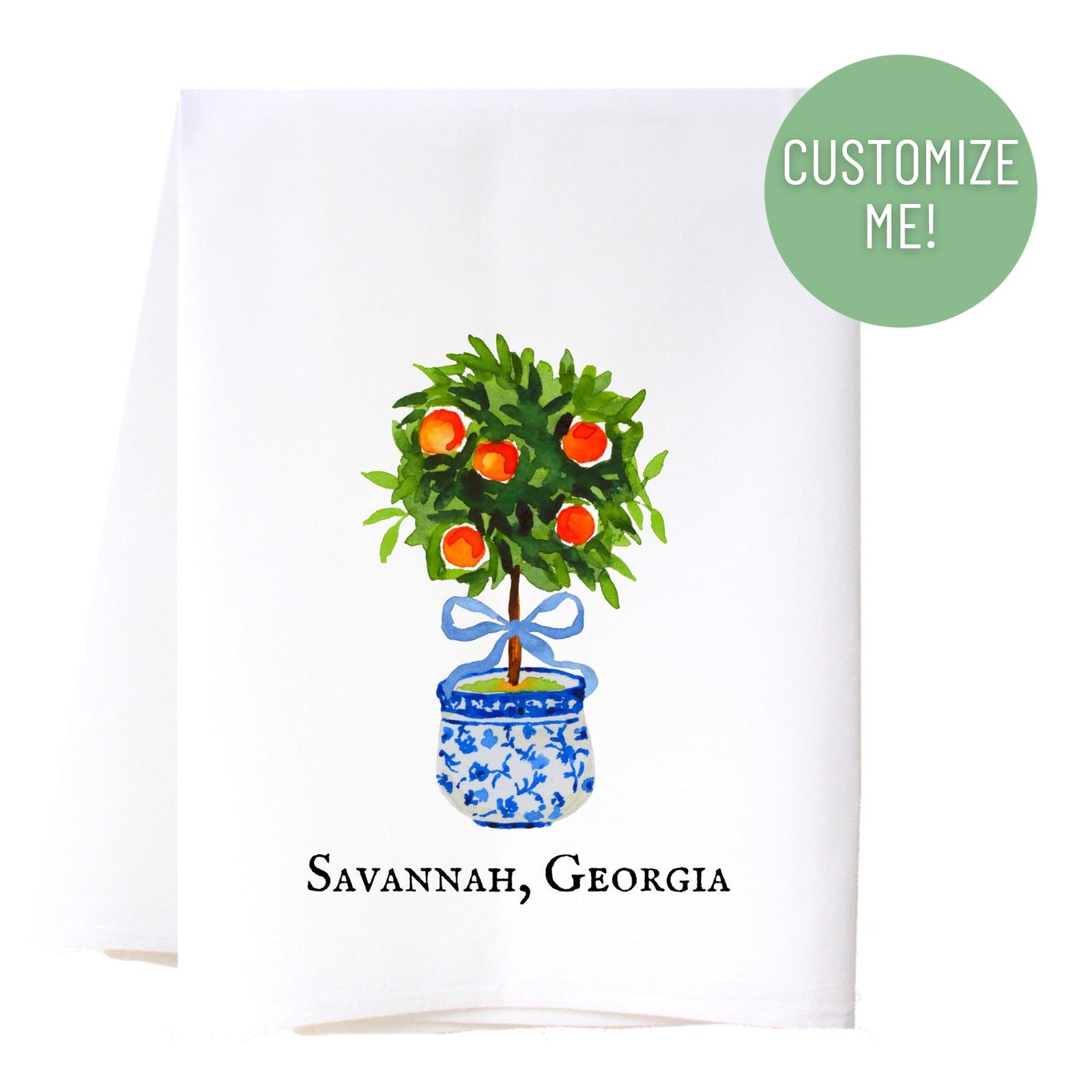 Orange Topiary Kitchen Towel