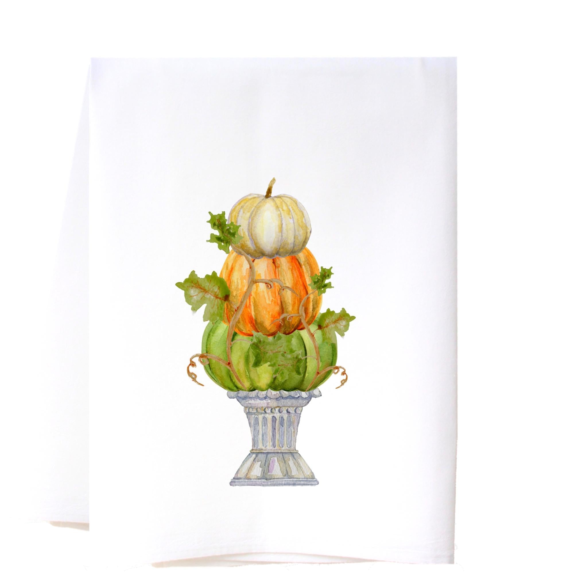 Pumpkin Topiary Flour Sack Towel Kitchen Towel/Dishcloth - Southern Sisters