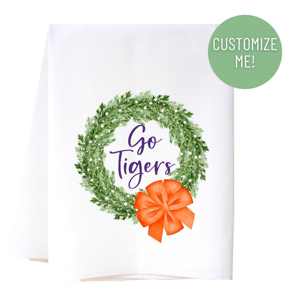 School Christmas Wreath Flour Sack Towel