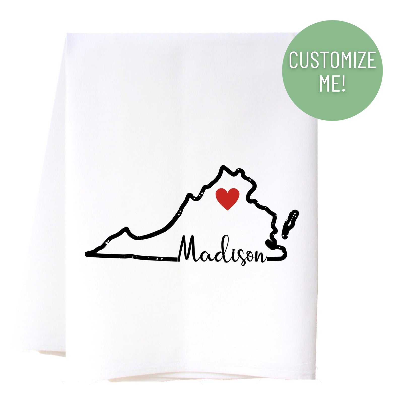 State Outline Hometown Flour Sack Towel Kitchen Towel - Southern Sisters