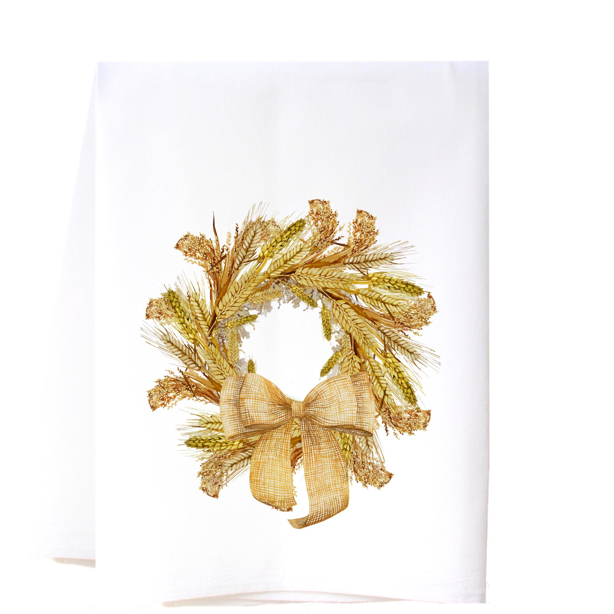 Wheat & Barley Wreath Flour Sack Towel Kitchen Towel/Dishcloth - Southern Sisters