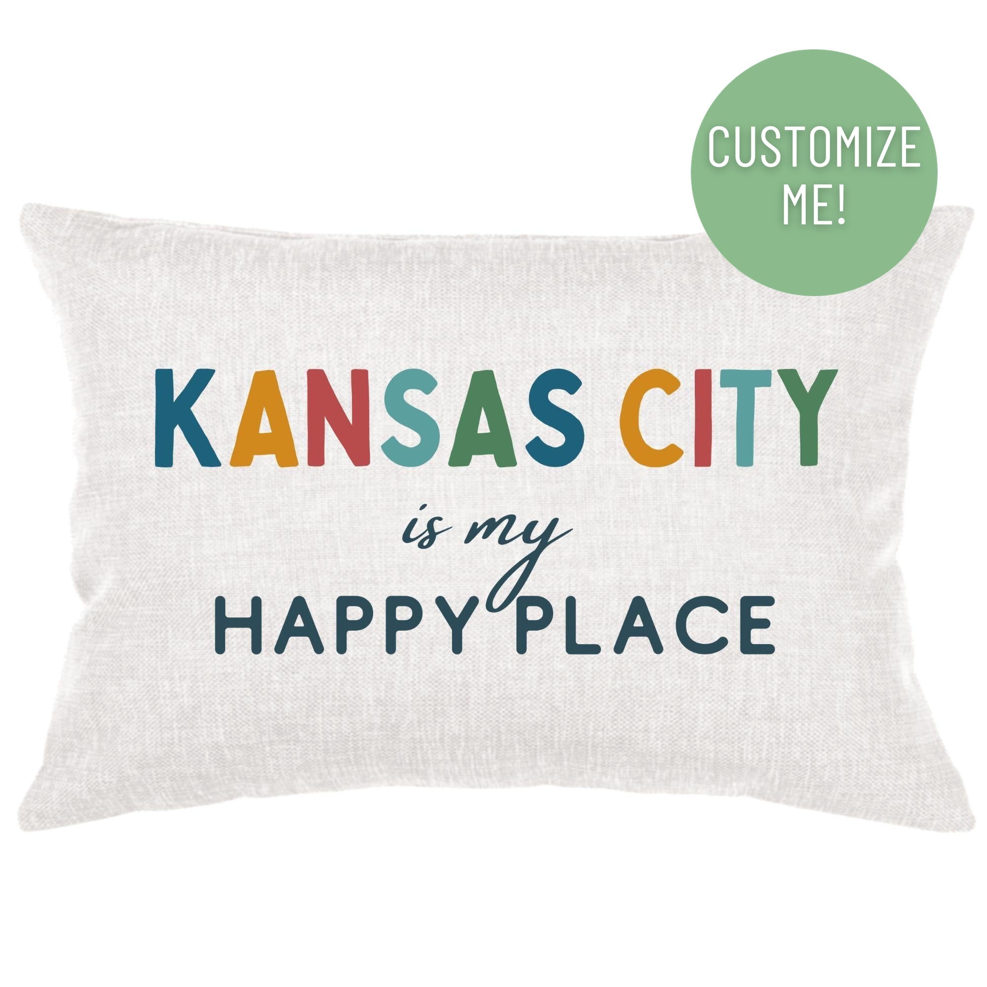 Everyday Hometown Happy Place Lumbar Pillow Throw Pillow - Southern Sisters