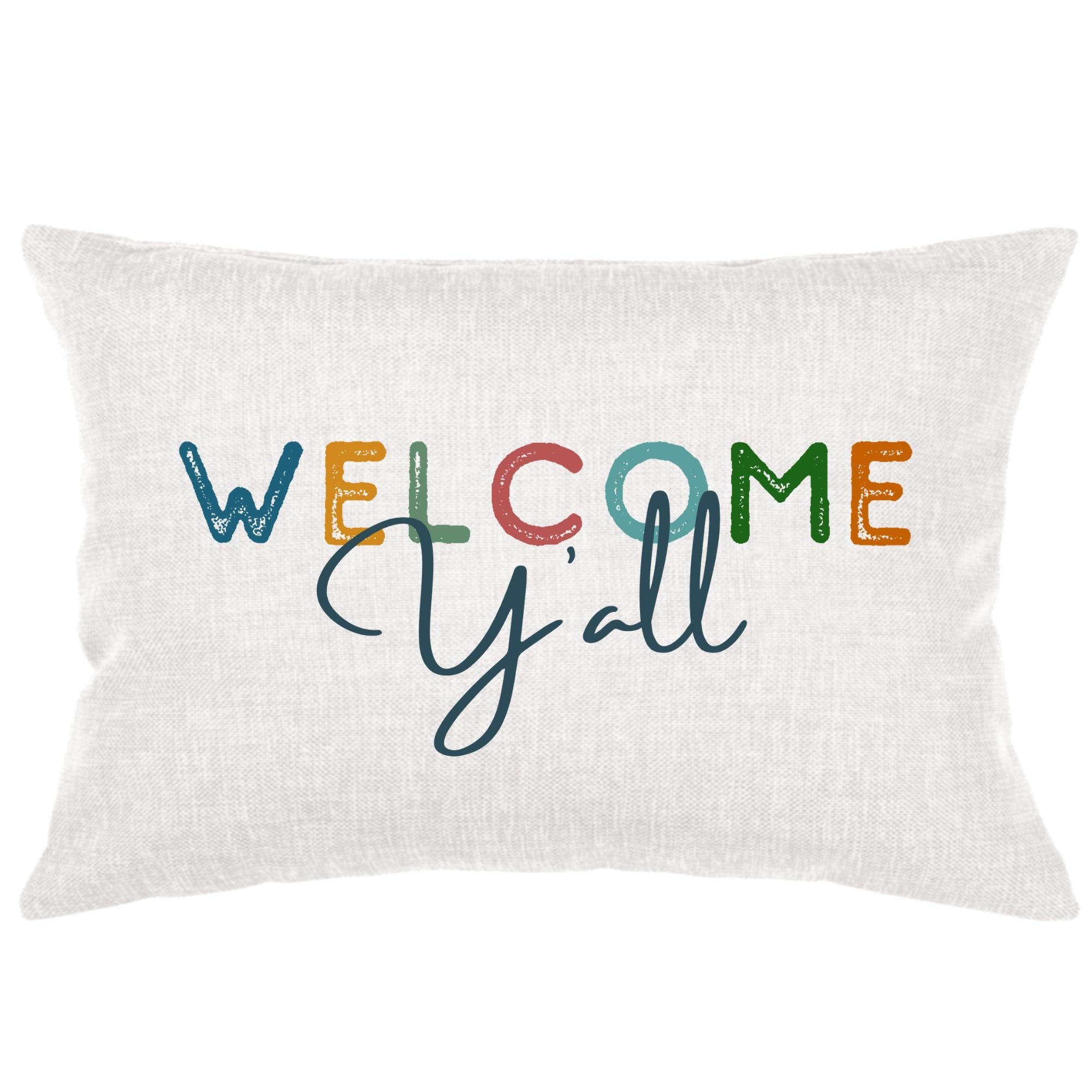 Welcome Y'all Lumbar Pillow Throw/Decorative Pillow - Southern Sisters