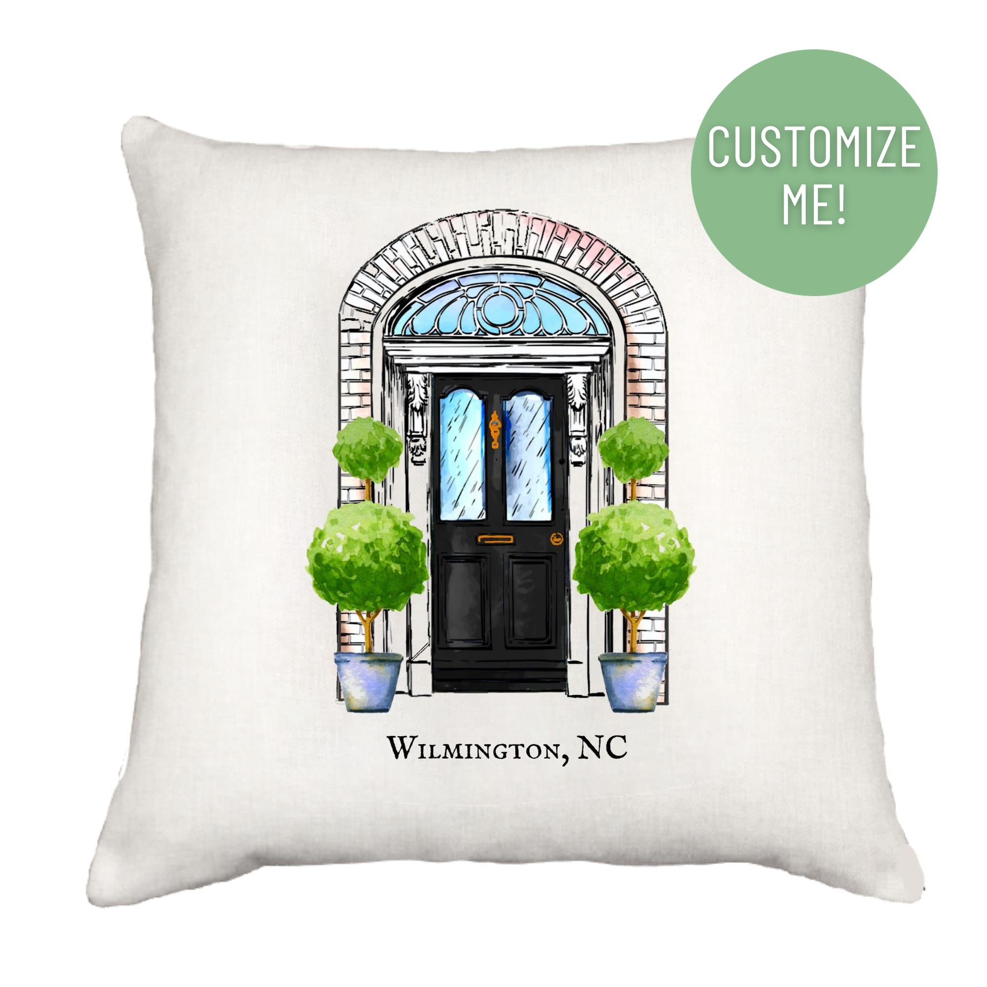 Hometown Front Door Down Pillow Throw Pillow - Southern Sisters