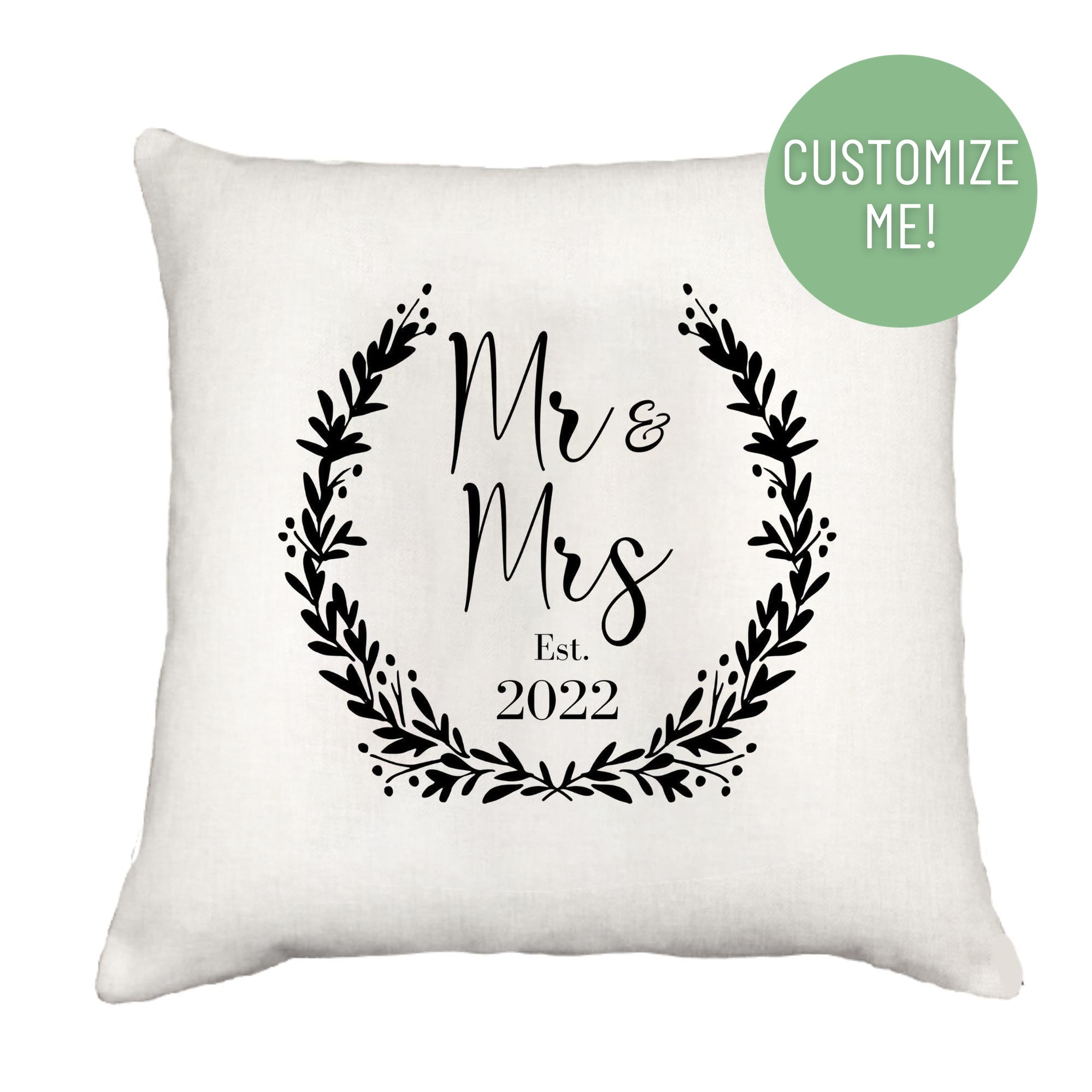 Mr & Mrs Established Date Down Pillow