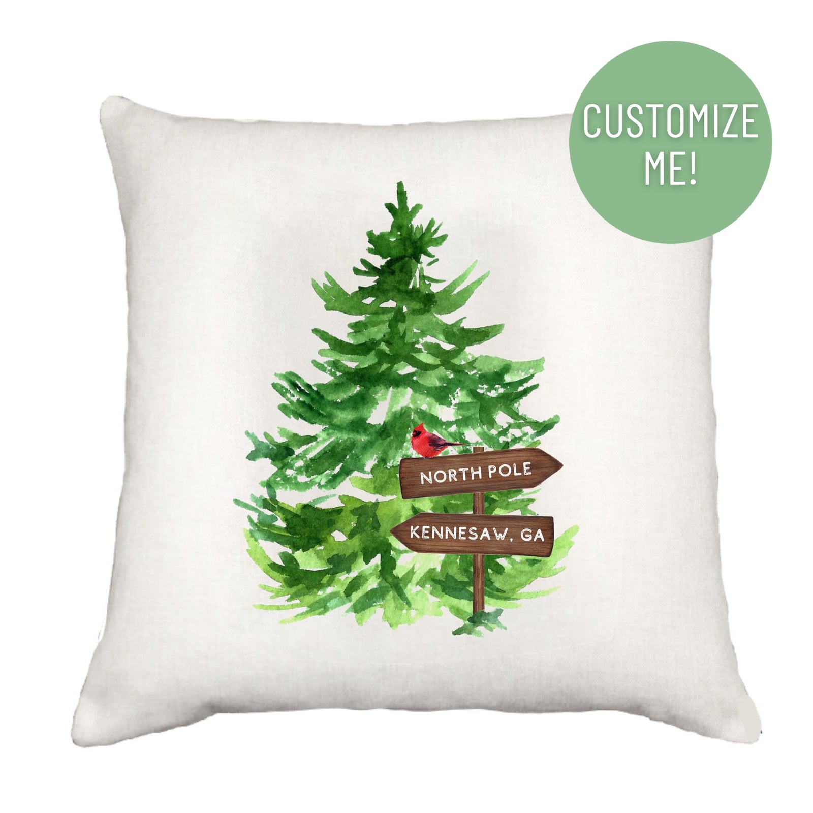 North Pole Directional Sign Pillow Cover