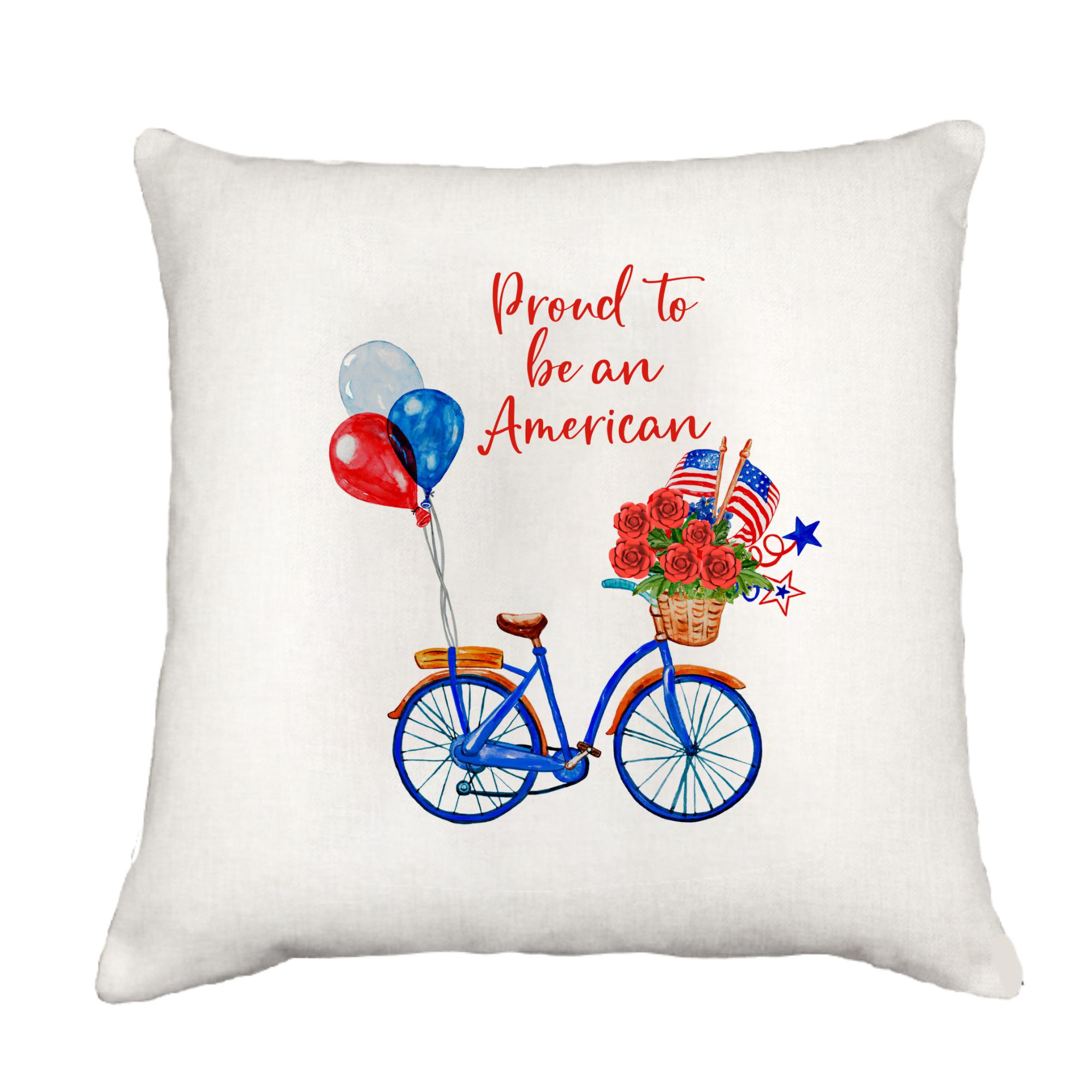Patriotic Bike Down Throw Pillow