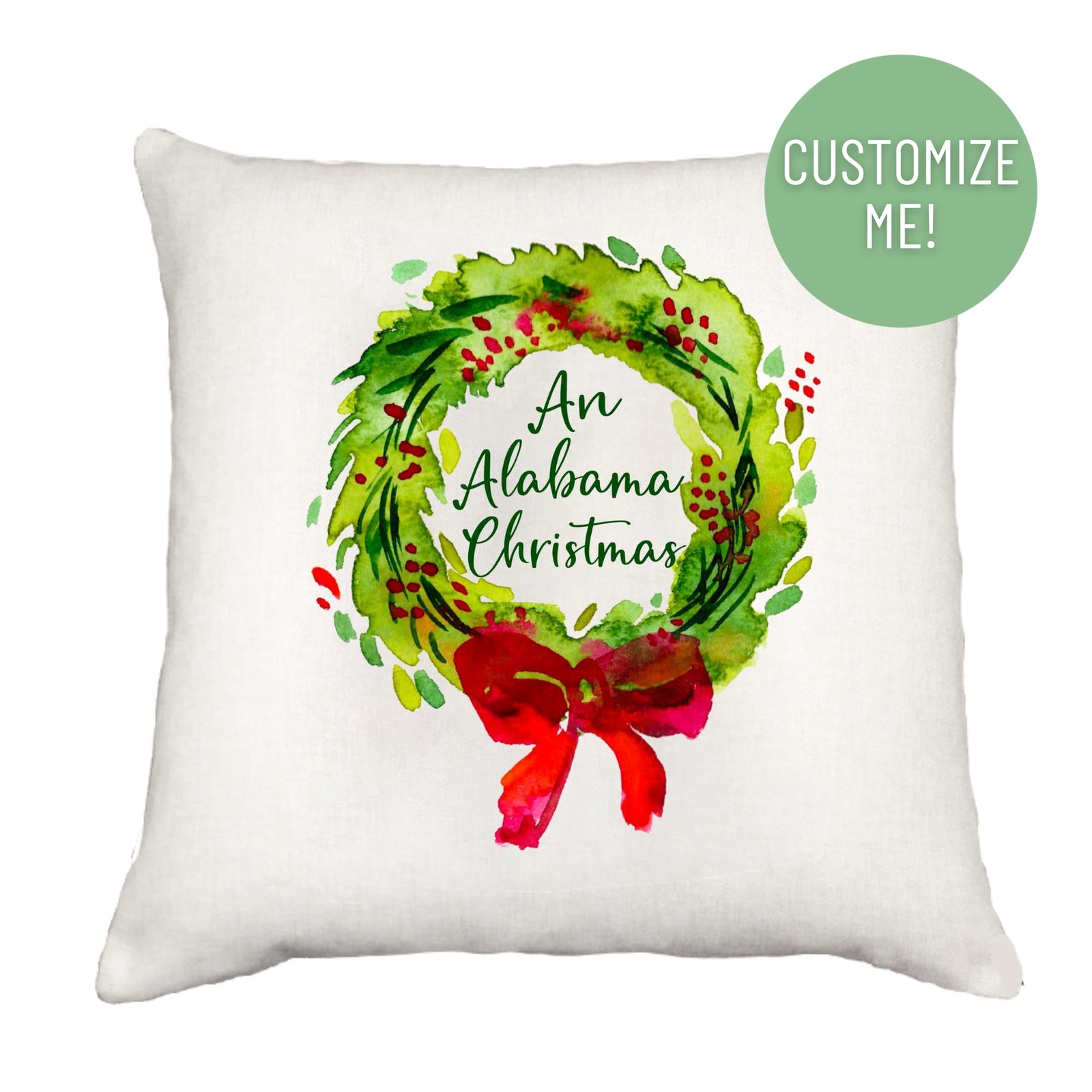 Watercolor Wreath Pillow Cover