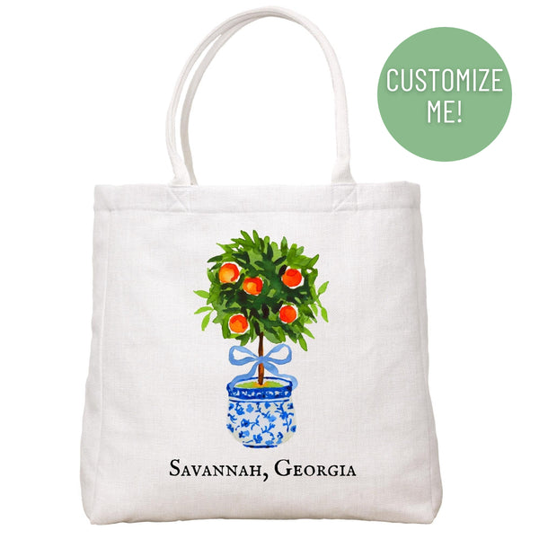 Orange Topiary Tote Bag
