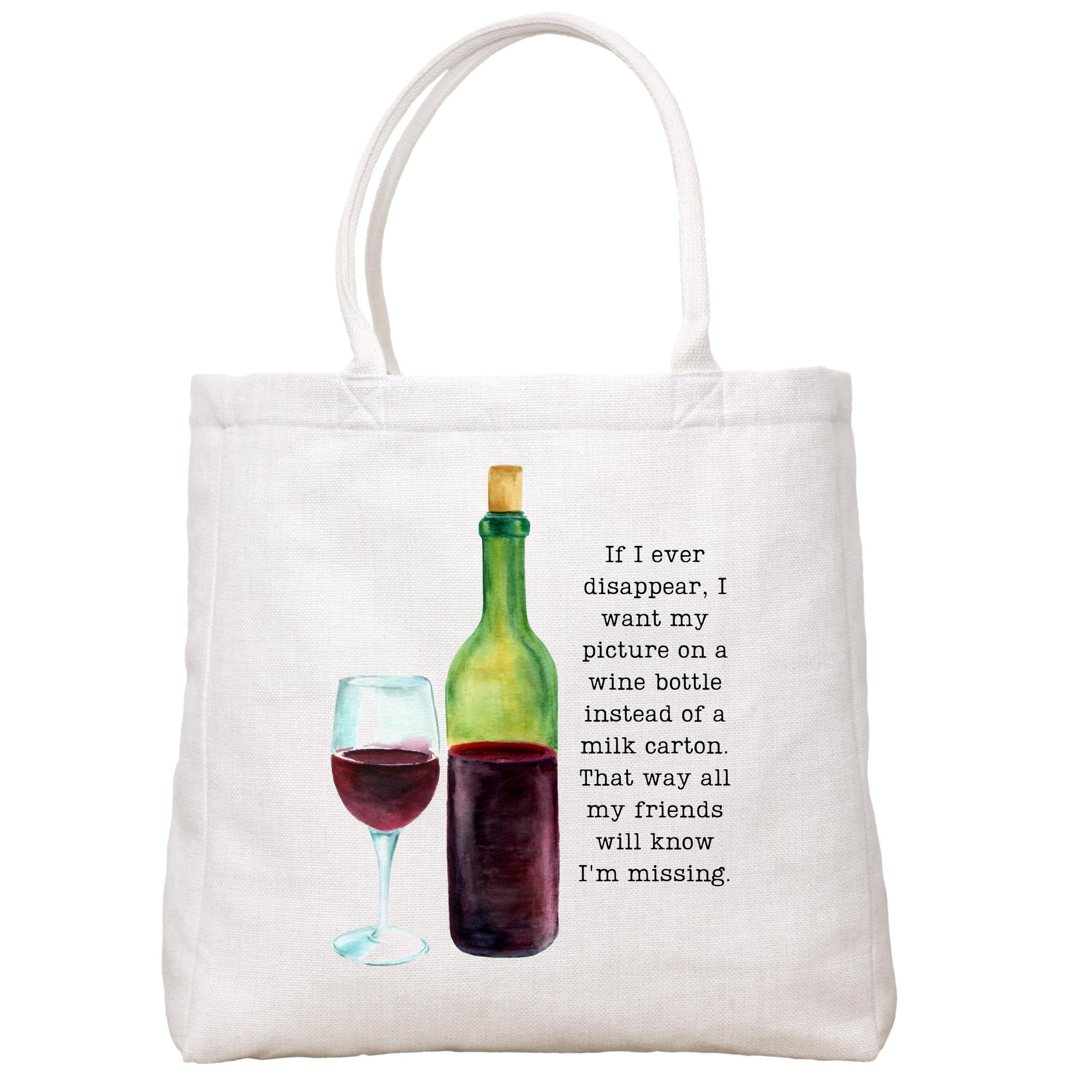 Picture on Wine Bottle Tote Bag