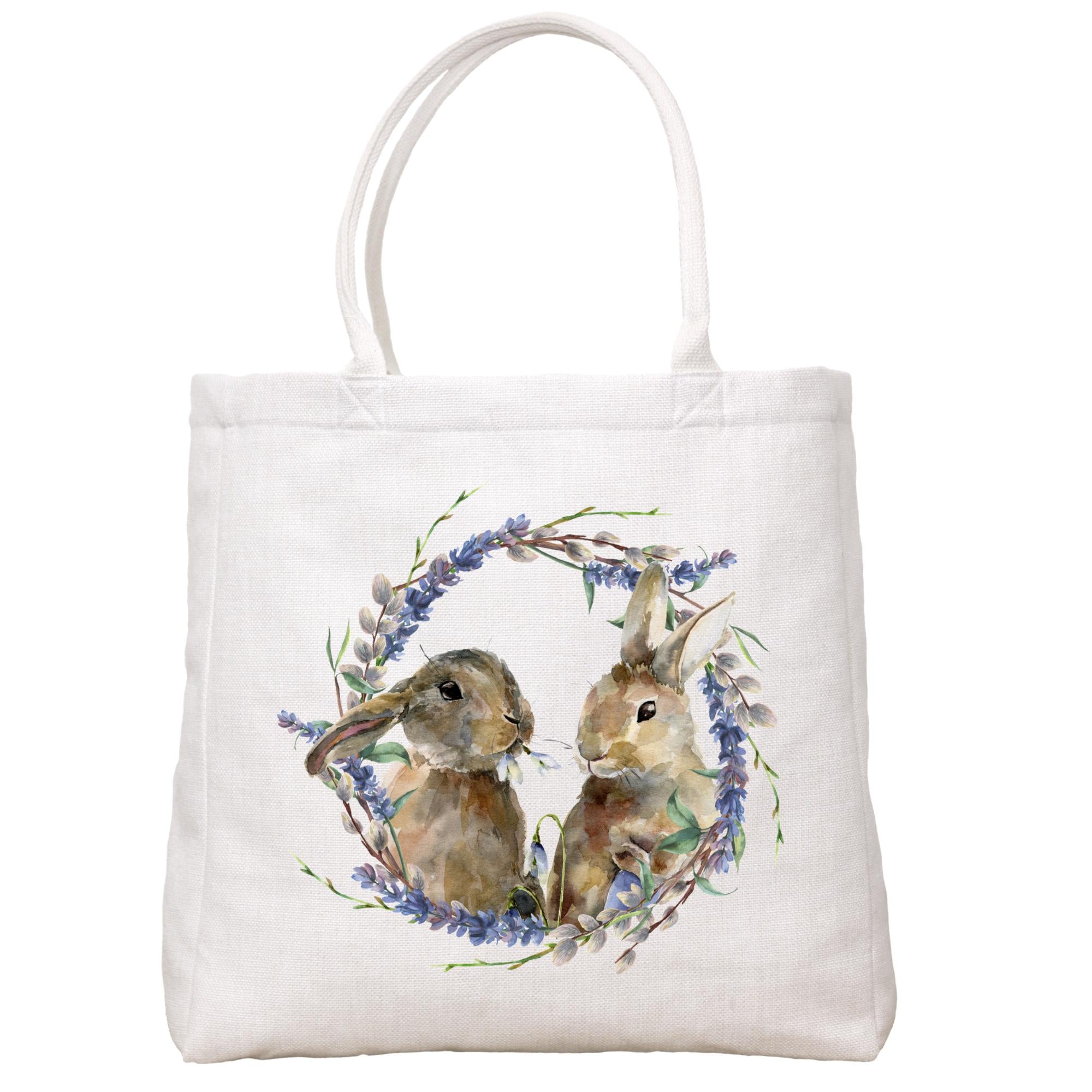 Two Bunnies In Wreath Tote Bag