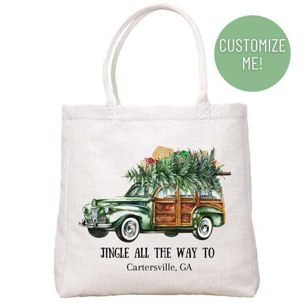 Vintage Car and Tree Tote Bag