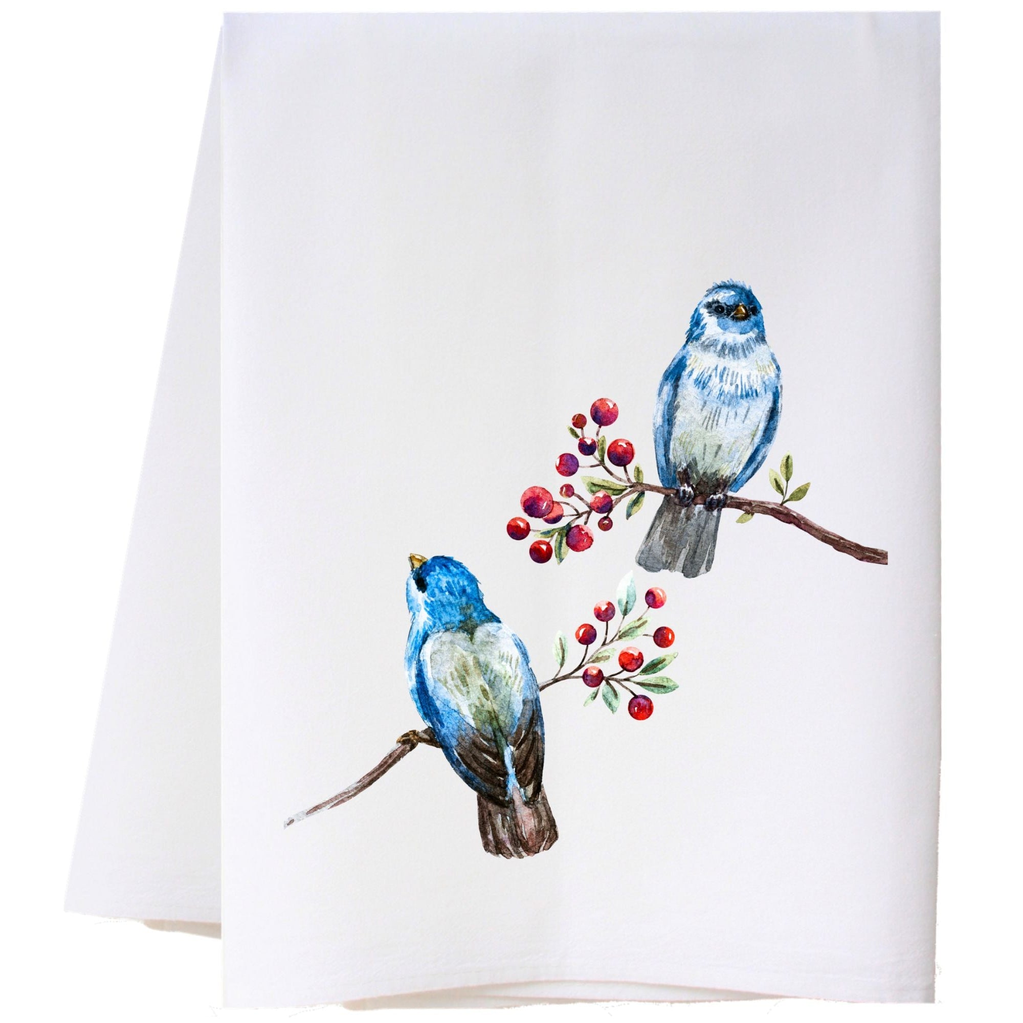 Bluebirds And Berries Flour Sack Towel