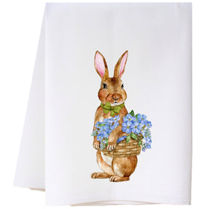 Bunny And Flower Basket Flour Sack Towel