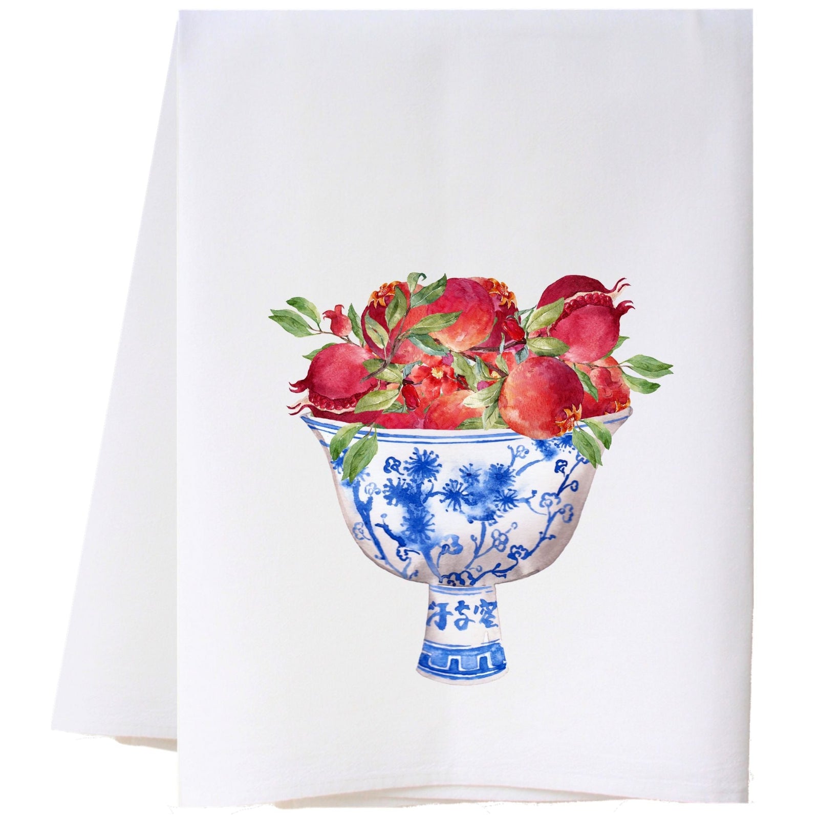 Blue And White Bowl Of Pomegranates Kitchen Towel