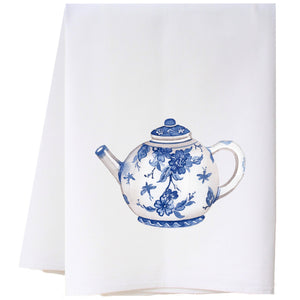 Blue And White Teapot Flour Sack Towel