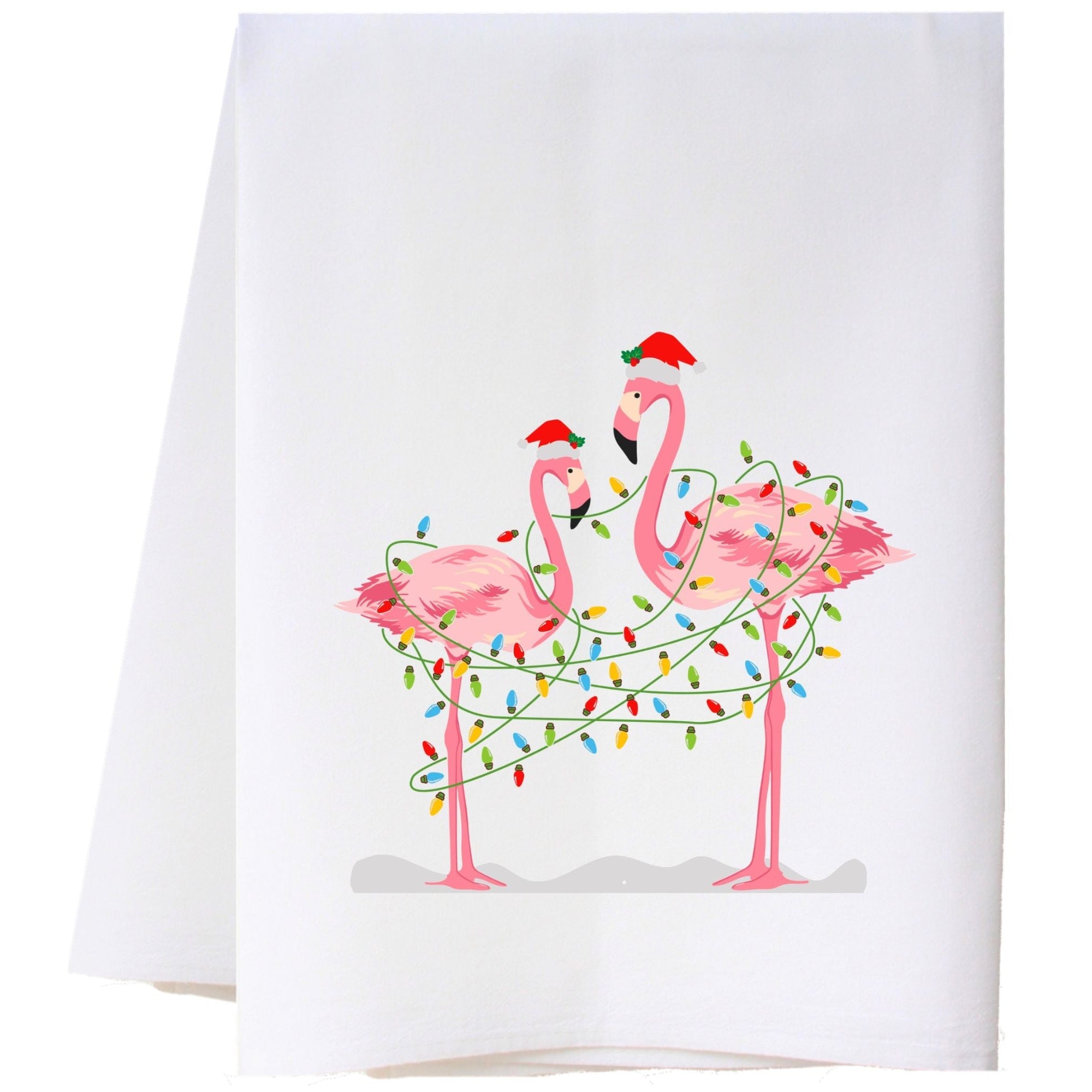 Christmas Flamingos Flour Sack Towel
