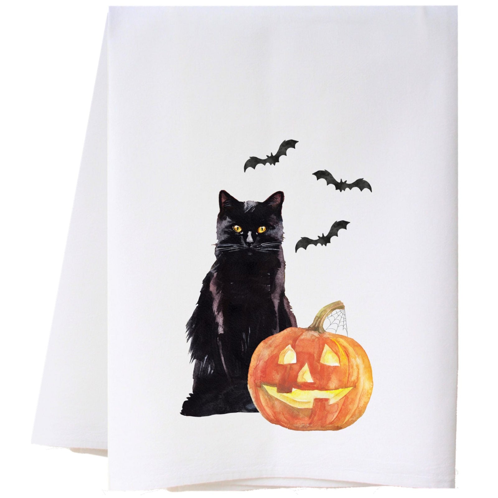 Cat And Jack O Lantern Kitchen Towel