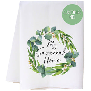 Eucalyptus Wreath Flour Sack Towel