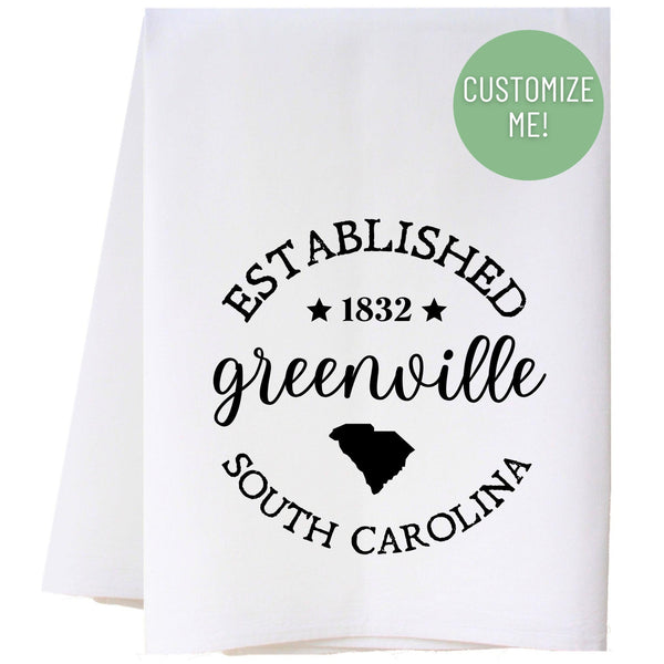 Hometown Established Flour Sack Towel