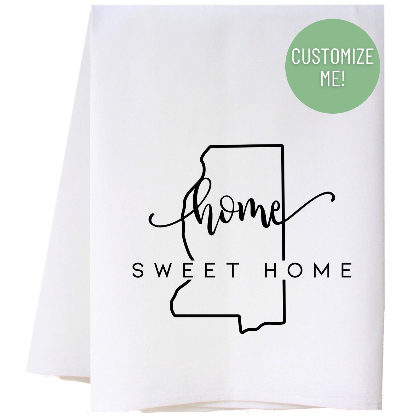 Home Sweet Home State Shape Kitchen Towel