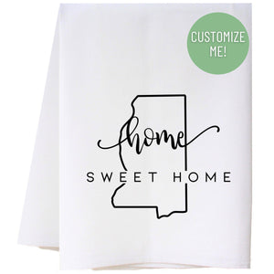 Home Sweet Home State Shape Flour Sack Towel