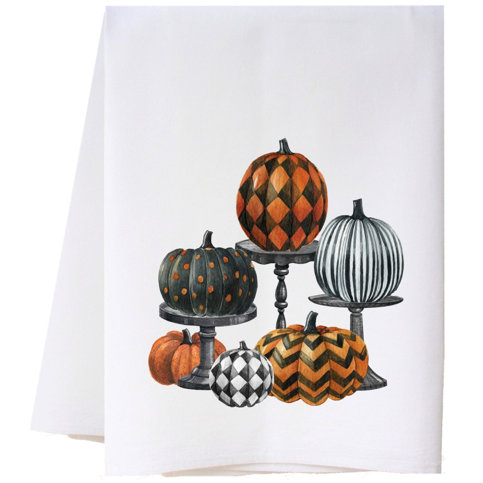 Pumpkins On Pedestals Kitchen Towel
