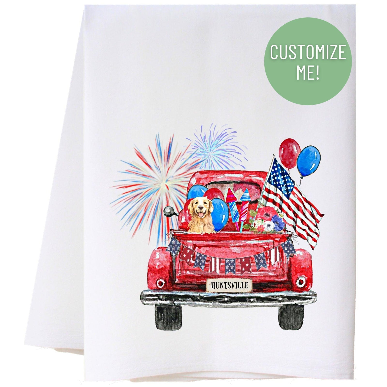 Patriotic Truck Kitchen Towel