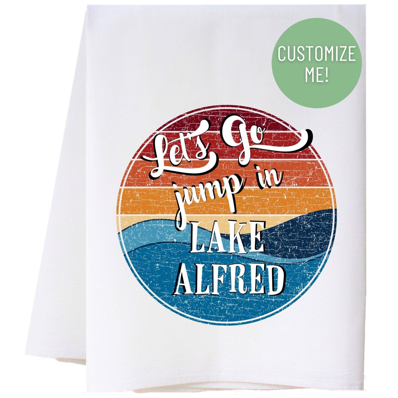 Retro Jump In The Lake Kitchen Towel