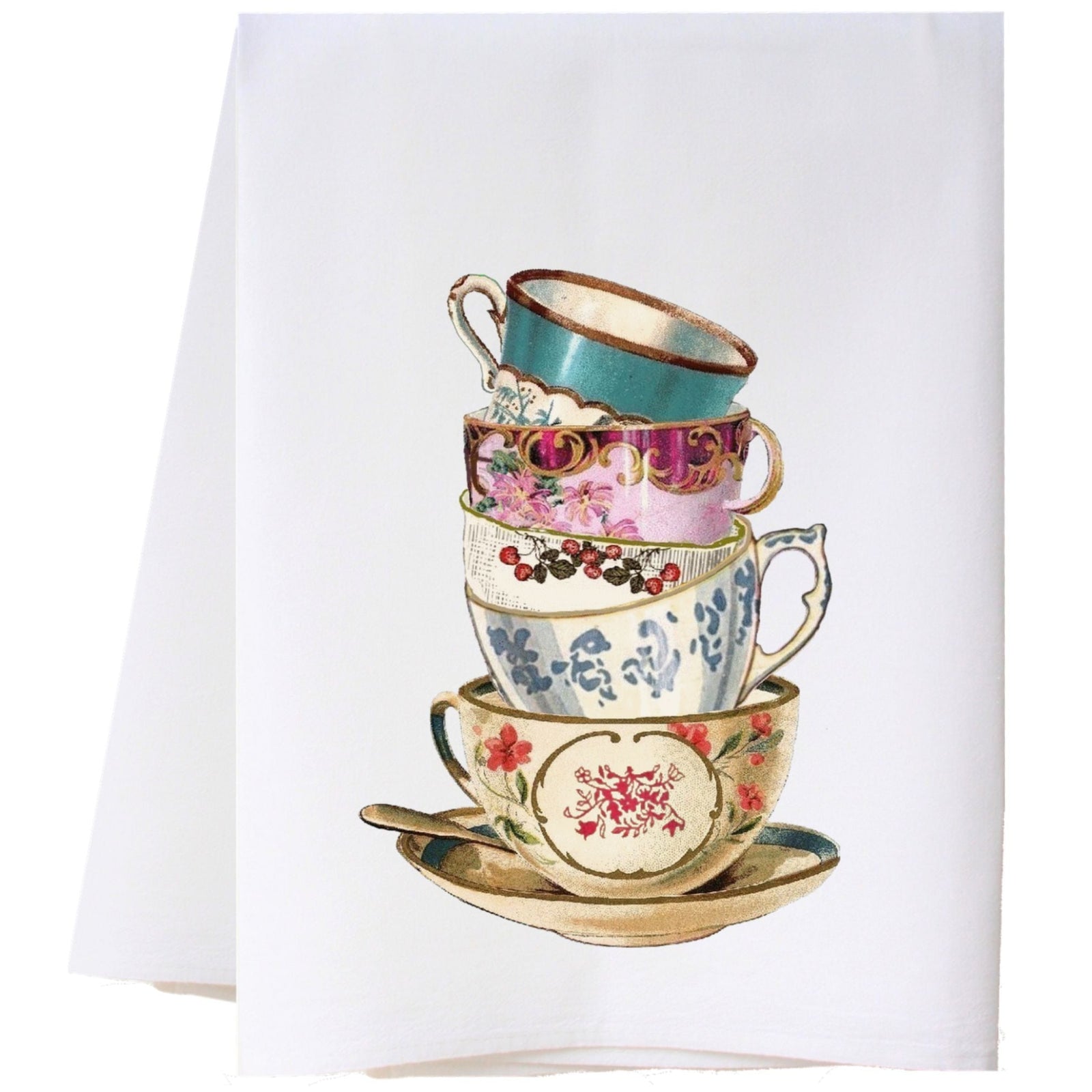 Tea Cup Tower Kitchen Towel