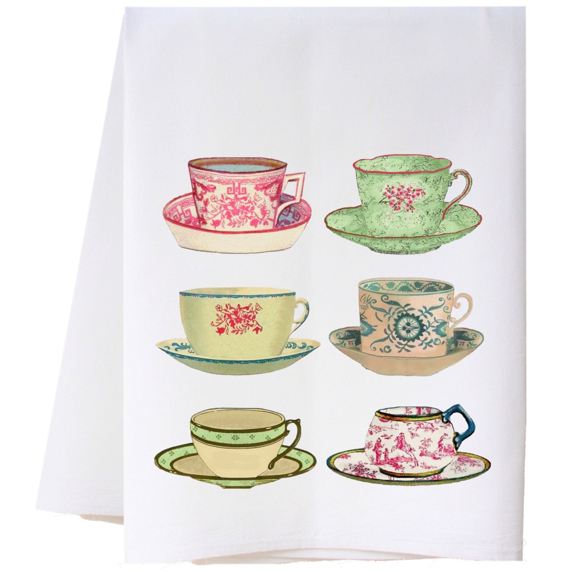 Tea Cups Flour Sack Towel