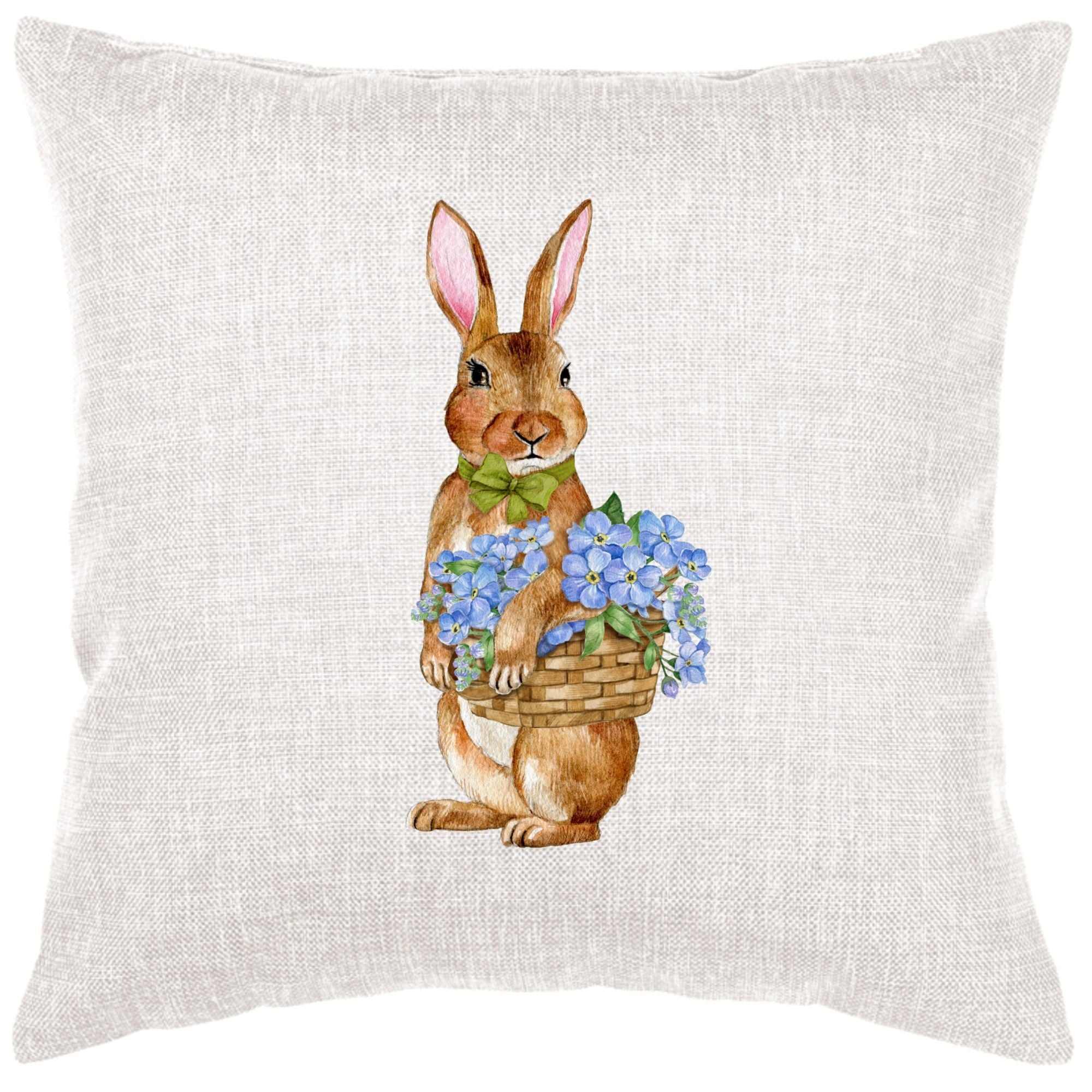 Bunny And Flower Basket Down Pillow