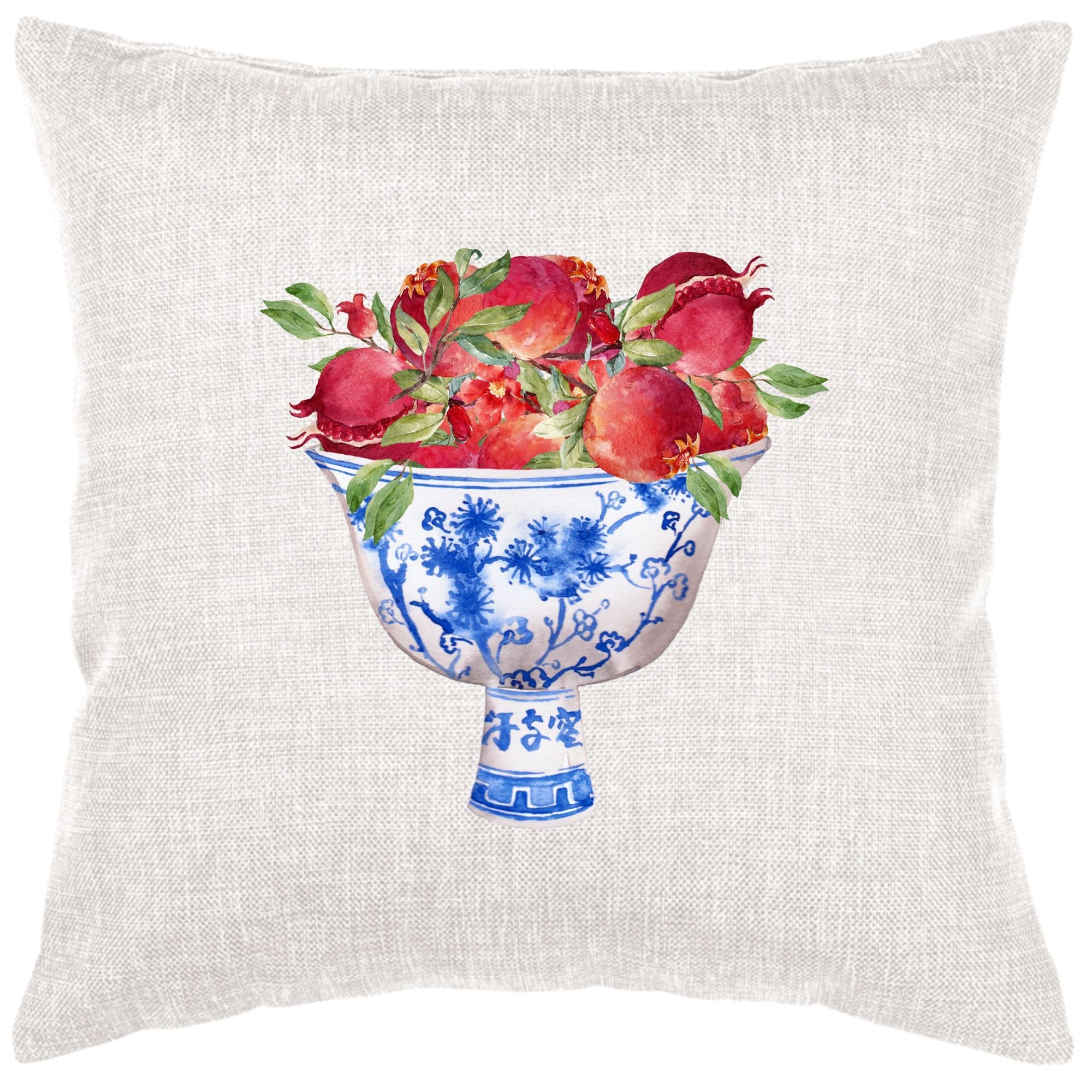Blue And White Bowl Of Pomegranates Down Pillow