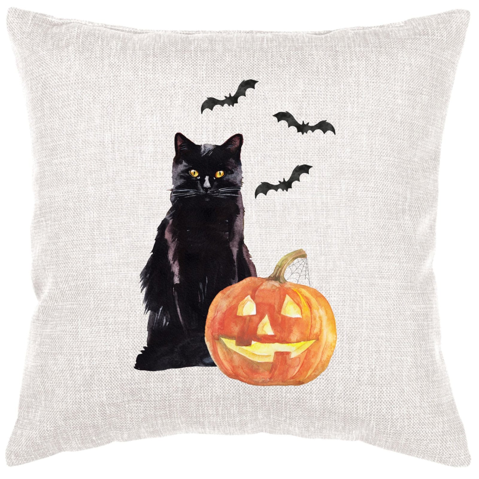 Cat And Jack O Lantern Pillow Cover